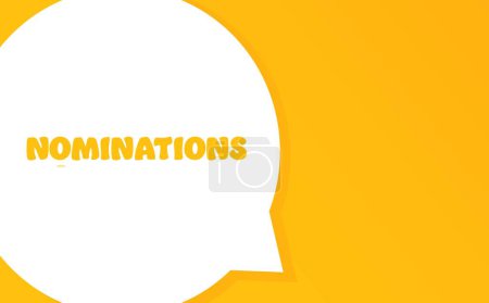 Illustration for Nominations. Speech bubble with Nominations text. 2d illustration. Flat style. Vector line icon for Business - Royalty Free Image