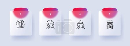 Illustration for Election process icon set. Voting booth, ballot, candidates, democracy, civic participation. Voting . Glassmorphism style. Vector line icon for Business and Advertising - Royalty Free Image