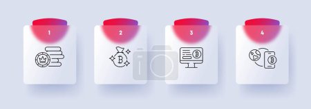 Illustration for Online payment icon set. E-commerce, digital transactions, secure payment methods. Financial transactions. Glassmorphism style. Vector line icon for Business and Advertising - Royalty Free Image
