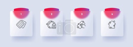 Illustration for Home cleaning icon set. Household chores, tidying up, cleanliness, organization. Living environment. Glassmorphism style. Vector line icon for Business and Advertising - Royalty Free Image