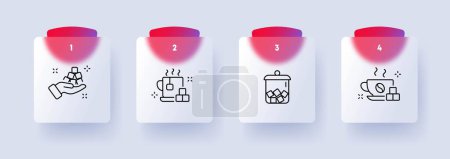 Illustration for Sugar cube icon set. Sweetness, sweetness symbol, sugar, sweetness of life, indulgence. Treats. Glassmorphism style. Vector line icon for Business and Advertising - Royalty Free Image