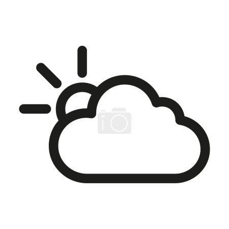 Ilustración de Icono de nube soleada con una cara sonriente. Una ilustración de nubes soleadas con una cara sonriente, radiando felicidad y simbolizando cielos claros. - Imagen libre de derechos