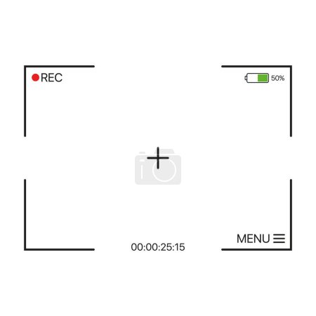Illustration for Video camera recording interface icon. An icon representing the user interface of a video camera during the recording process, showcasing elements such as a record button. - Royalty Free Image