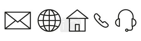 Illustration for Set of work from home icons. A collection of icons representing remote work and telecommuting, including concepts such as a home office, computer, video conference. - Royalty Free Image