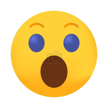 Illustration for Top quality emoticon. Astonished emoji. Shocked emoticon with gasping face. Yellow face emoji. Popular element. Emoji icon from Facebook App - Royalty Free Image