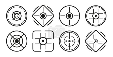 Illustration for High-quality and precise aiming sights for firearms and weapons. Sights, aiming, precision, accuracy, firearms, weapons, scopes, reticles targeting shooting - Royalty Free Image