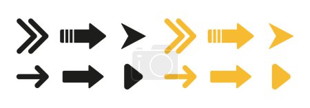 Illustration for Arrow icons or symbols used for indicating direction, navigation, or visual representation. Arrows, direction, navigation, symbols, indicators. - Royalty Free Image