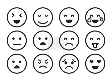 Téléchargez les photos : Un ensemble d'illustrations d'icônes souriantes, mettant en vedette une variété d'expressions faciales et d'émotions. Ces icônes souriantes sont parfaites pour ajouter une touche de plaisir et d'émotion. - en image libre de droit