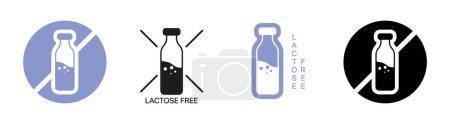 Illustration for Discover a delightful selection of vector illustrations showcasing a range of lactose-free products, including milk, cheese, yogurt, and more, perfect for promoting a healthy. - Royalty Free Image