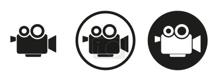 Téléchargez les illustrations : Explorez une collection captivante d'illustrations vectorielles mettant en vedette des symboles emblématiques de la caméra de film, présentant différents designs et styles. - en licence libre de droit