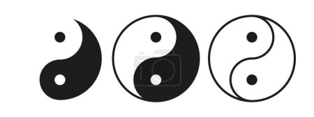 Ilustración de Sumérgete en el fascinante concepto de Yin y Yang con esta colección de ilustraciones vectoriales, que representan el equilibrio armonioso entre las fuerzas contrastantes. - Imagen libre de derechos