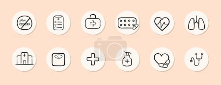 Illustration for Medicine. The field of healthcare that focuses on the diagnosis, treatment, and prevention of diseases and injuries. - Royalty Free Image