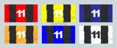 Illustration for Set footballer's number on a football jersey. 11 Numbered print. Sports tshirt jersey. Sports, olympiad, euro 2024, gold cup, world championship. - Royalty Free Image