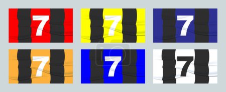 Illustration for Set footballer's number on a football jersey. 7 Numbered print. Sports tshirt jersey. Sports, olympiad, euro 2024, gold cup, world championship. - Royalty Free Image