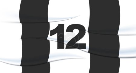Illustration for White footballer's number on a football jersey. 12 Numbered print. Sports tshirt jersey. Sports, olympiad, euro 2024, gold cup, world championship. - Royalty Free Image
