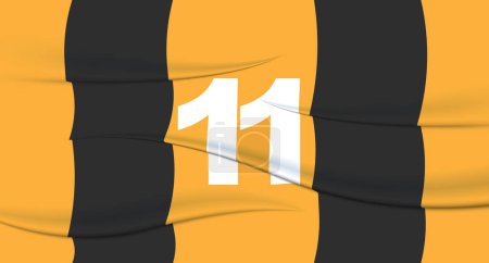 Ilustración de El número del futbolista naranja en una camiseta de fútbol. 11 Impresión numerada. Camiseta deportiva. Deportes, olímpica, euro 2024, copa de oro, campeonato del mundo. - Imagen libre de derechos