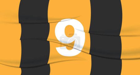 Téléchargez les illustrations : Le numéro d'un footballeur orange sur un maillot de football. 9 Tirage numéroté. T-shirt sport en jersey. Sport, olympiade, euro 2024, coupe d'or, championnat du monde. - en licence libre de droit
