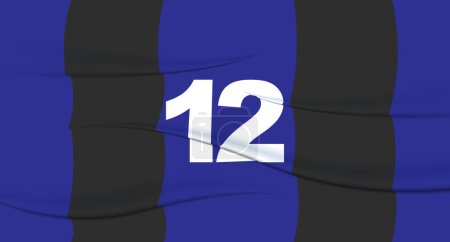 Ilustración de El número del futbolista azul en una camiseta de fútbol. 12 Impresión numerada. Camiseta deportiva. Deportes, olímpica, euro 2024, copa de oro, campeonato del mundo. - Imagen libre de derechos