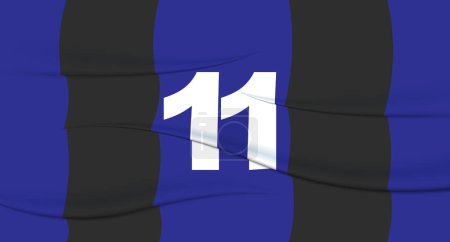Illustration for Blue footballer's number on a football jersey. 11 Numbered print. Sports tshirt jersey. Sports, olympiad, euro 2024, gold cup, world championship. - Royalty Free Image