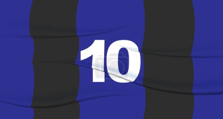 Ilustración de El número del futbolista azul en una camiseta de fútbol. 10 Impresión numerada. Camiseta deportiva. Deportes, olímpica, euro 2024, copa de oro, campeonato del mundo. - Imagen libre de derechos