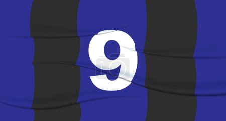 Téléchargez les illustrations : Le numéro du footballeur bleu sur un maillot de football. 9 Tirage numéroté. T-shirt sport en jersey. Sport, olympiade, euro 2024, coupe d'or, championnat du monde. - en licence libre de droit