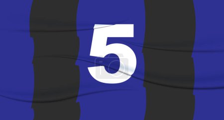 Téléchargez les illustrations : Le numéro du footballeur bleu sur un maillot de football. 5 Tirage numéroté. T-shirt sport en jersey. Sport, olympiade, euro 2024, coupe d'or, championnat du monde. - en licence libre de droit