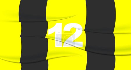 Illustration for Yellow footballer's number on a football jersey. 12 Numbered print. Sports tshirt jersey. Sports, olympiad, euro 2024, gold cup, world championship. - Royalty Free Image