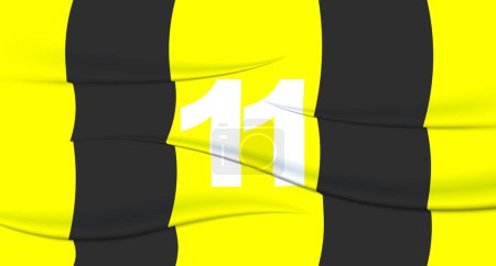 Téléchargez les illustrations : Le numéro d'un footballeur jaune sur un maillot de football. 11 Tirage numéroté. T-shirt sport en jersey. Sport, olympiade, euro 2024, coupe d'or, championnat du monde. - en licence libre de droit