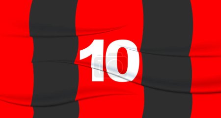 Téléchargez les illustrations : Le numéro du footballeur rouge sur un maillot de football. 10 Tirage numéroté. T-shirt sport en jersey. Sport, olympiade, euro 2024, coupe d'or, championnat du monde. - en licence libre de droit