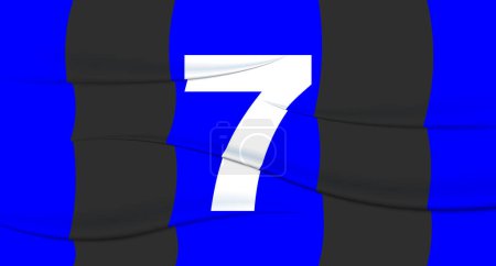 Illustration for Blue footballer's number on a football jersey. 7 Numbered print. Sports tshirt jersey. Sports, olympiad, euro 2024, gold cup, world championship. - Royalty Free Image
