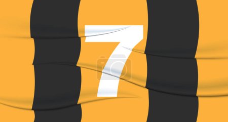 Illustration for Orange footballer's number on a football jersey. 7 Numbered print. Sports tshirt jersey. Sports, olympiad, euro 2024, gold cup, world championship. - Royalty Free Image