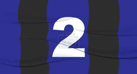 Téléchargez les illustrations : Le numéro du footballeur bleu sur un maillot de football. 2 Tirage numéroté. T-shirt sport en jersey. Sport, olympiade, euro 2024, coupe d'or, championnat du monde. - en licence libre de droit