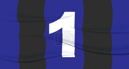Illustration for Blue footballer's number on a football jersey. 1 Numbered print. Sports tshirt jersey. Sports, olympiad, euro 2024, gold cup, world championship. - Royalty Free Image