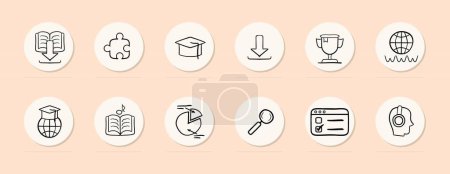 Illustration for Online Learning Icon. E-learning, virtual education, distance learning, online courses, digital classrooms. Vector line icon for Business - Royalty Free Image