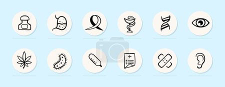 Illustration for HIV Icon. Human Immunodeficiency Virus, infectious disease, retrovirus, immune system. Vector line icon for Business - Royalty Free Image