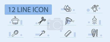 Illustration for Hair Salon Icon. Hairstyling, haircuts, hair coloring, hair treatments, haircare products, hairstylists Vector line icon - Royalty Free Image