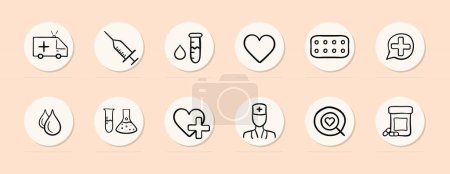 Illustration for Illustration depicting the concept of medical treatment, highlighting healthcare professionals, medical procedures. Vector line icon for Business - Royalty Free Image