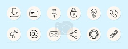 Illustration for Illustration representing email communication, showcasing a computer or smartphone screen displaying an email interface with messages. Vector line icon for Business - Royalty Free Image