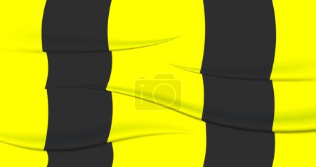 Illustration for Fabric material with stripes and pleats. Crease on clothes with realistic shadow. Wrinkled clothes. Yellow color - Royalty Free Image