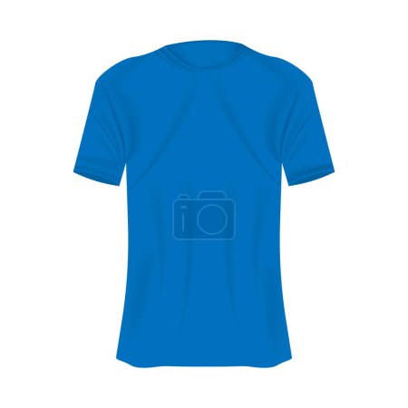 Illustration for T-shirt mockup in blue colors. Mockup of realistic shirt with short sleeves. Blank t-shirt template with empty space for design - Royalty Free Image