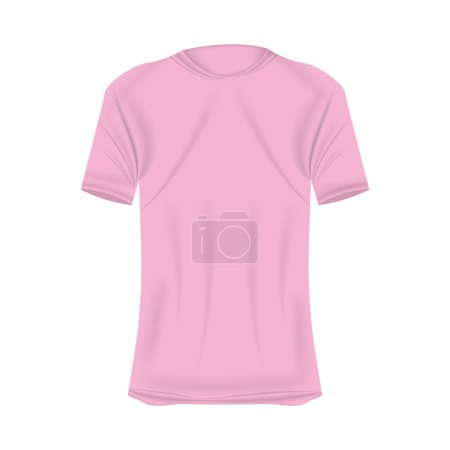 Illustration for T-shirt mockup in pink colors. Mockup of realistic shirt with short sleeves. Blank t-shirt template with empty space for design - Royalty Free Image