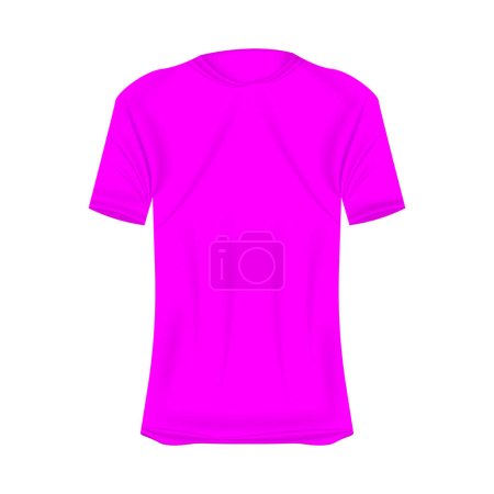 Téléchargez les illustrations : Modèle de t-shirt dans des couleurs roses. Maquette de chemise réaliste à manches courtes. Modèle de t-shirt vierge avec espace vide pour le design - en licence libre de droit