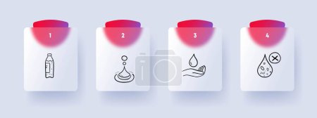 Illustration for Cosmetics line icon. Moisturizer, hand care products, plastic bottle. Pastel color background. Vector line icon - Royalty Free Image
