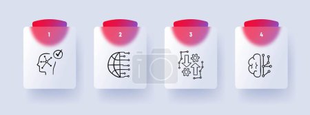 Illustration for Artificial intelligence line icon. Education, brain, cloud, hand. Pastel color background Vector line icon - Royalty Free Image