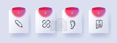 Illustration for Medical examination line icon. Doctor, plaster, ear, hospital, disease. Pastel color background Vector line icon - Royalty Free Image