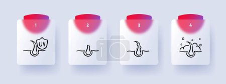 Illustration for Hair care line icon. Shampoo, conditioner, scalp care, balm, moisturizing, split ends. Vector line icon for Business - Royalty Free Image