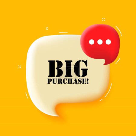 Illustration for Big purchase. Speech bubble with Big purchase text. 3d illustration. Pop art style. Vector line icon for Business - Royalty Free Image
