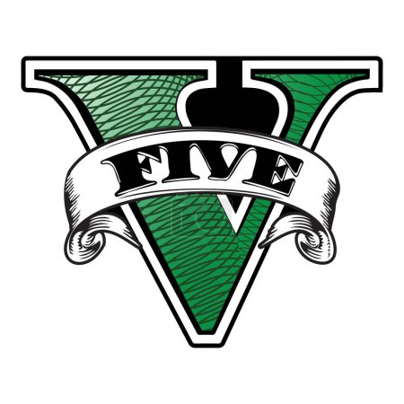 Logo vectorial del videojuego Grand Theft Auto V. GTA 5. Grand Theft Auto Cinco. Aplicación de vapor. Juegos Rockstar. Editorial
