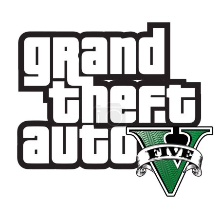 Illustration for Vector logo of the video game Grand Theft Auto V. GTA 5. Grand Theft Auto Five. Steam application. Rockstar Games. Editorial - Royalty Free Image