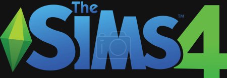 Ilustración de Logotipo de letras de sims juego en línea 4. Los SIMS 4. Electronic Arts EA. Simulador de vida real. Modelado de juegos. - Imagen libre de derechos